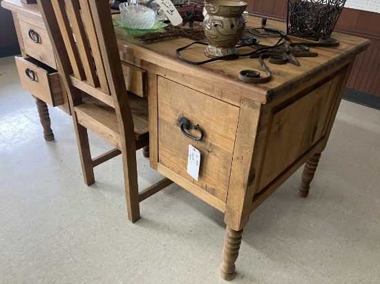 59" x 30-1/2" x 32" Wooden Desk w/ Chair