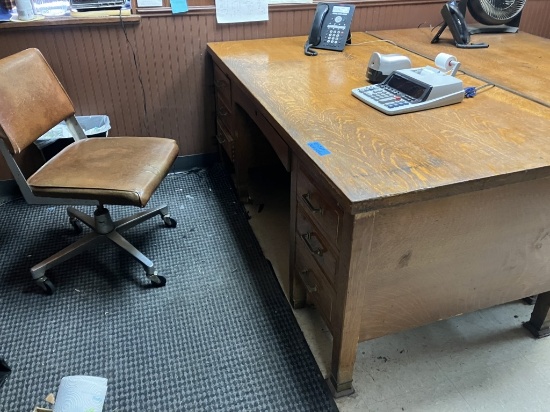 66" x 36" x 29" Wooden Office Desk & Rolling Chair