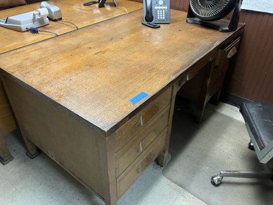 60" x 34" x 29" Wooden Office Desk & Rolling Chair