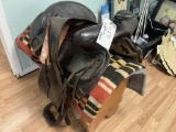 Western Saddle with Stand and Blanket