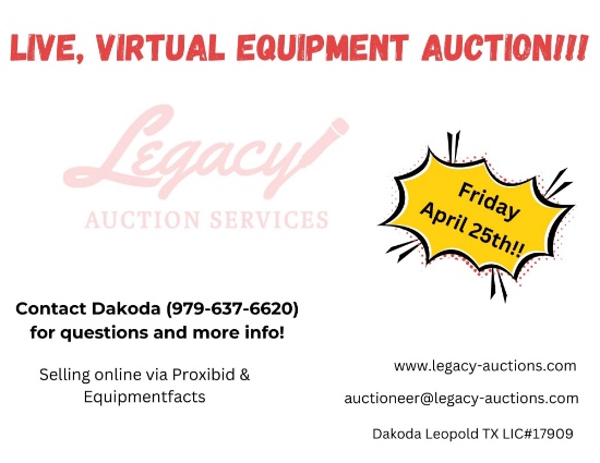 April 25, 2025 Live Virtual Equipment Auction