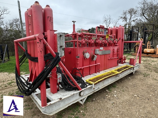 BPMF 7- Station 12-Bottle 120-Gallon Accumulator - 25HP Triplex Pump - NICE!