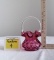 Fenton Art Glass Cranberry Bride Basket 8
