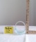 Vtg Fenton aquamarine Opalescent Hobnail Ruffled Basket