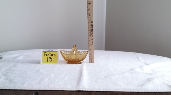 Vintage Fenton Amber Daisy Button Glass Basket Dish, Fenton Art Glass, Amber Glass Basket, Glass Bas