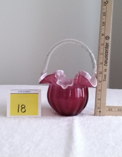 VICTORIAN CRANBERRY GLASS BASKET