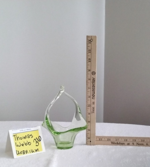VINTAGE THOMAS WEBB URANIUM BASKET GREEN