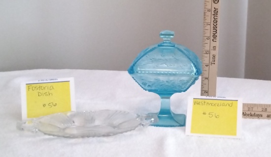 WESTMORELAND GLASS DISH AND FOSTORIA TRAY