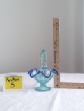 Fenton Intaglio Basket in Tranquility Aquamarine with a Cobalt Crest
