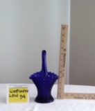 Westmoreland Cobalt Blue English Hobnail Glass Basket