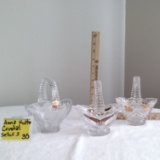 ANNA HUTTE FROSTED ROSE GLASS CRYSTAL SET OF 3