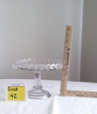 CIRCA CAKE PEDESTAL STAND WAVY GLASS ANTIQUE