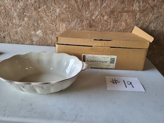 LONGABERGER OVAL SERVING BOWL-VINTAGE VINE CREAM
