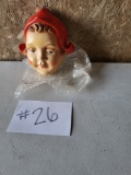 VINTAGE CHALKWARE GIRL WITH RED CAP WALL HANGING