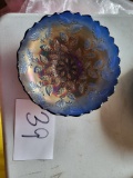 FENTON CARNIVAL HOLLY BLUE ICE CREAM BOWL