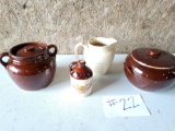 VINTAGE CROCK/STONEWARE BEAN POT LOT