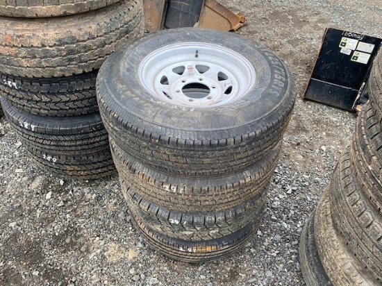 6 LUG TIRE & RIMS QTY 4, 225/75-15