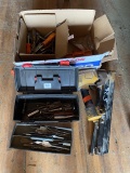Nail Gun, Box of Tools and Wood Bits