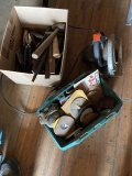 Skill Saw, Box of Tools and Sandpaper