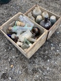 2 Boxes of Glass Bottles