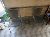 2 Metal Chairs and Table