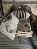 Wooden Chair and 2 Window Fans