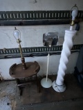 Floor Lamp, Table with Lamp, and Mirror