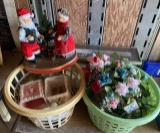Flowers, Santa, picture frame and 2 Baskets