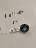 German Silver Aquamarine Quartz Ring Size 7