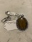 Tiger Eye Pendant Necklace with Chain German Silver