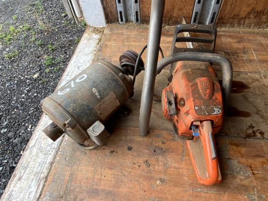 Husqvarna 235 Chainsaw and Dayton Model 5K352 Electric Motor