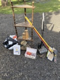 Corner Stand, Candle Stuff, Shark Vacuum, Brooms and Misc.