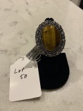 Tiger Eye Ring Size 6 German Silver
