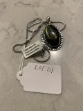 Labarodorite Pendant Necklace with Chain German Silver