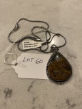 Jasper Pendant Necklace with Chain German Silver