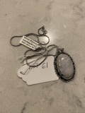 White Rainbow Pendant Necklace with Chain German Silver