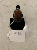 Red Sun Stone Ring Size 9 German Silver