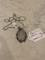 German Silver Rose Quartz Pendant Necklace with Chain