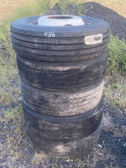 5 Tires and Rims 8 Lug, 245/70R19.5