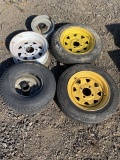 5 Rims and 3 Tires