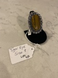 German Silver Tiger Eye Ring Size 8