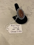 German Silver Red Jasper Ring Size 9