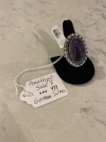 German Silver Amethyst Ring Size 8