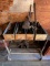 Metal Table with Misc. Antique Pipe Wrenches and Pulley