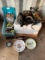 Electric Soldering Iron, Tape Measures, Antique Level, Telephone, and Plates
