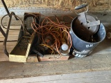 Bucket of Misc. Hardware, Shop Light, Electric Drill