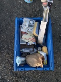 Blue Tote with Miscellaneous Tools and Hardware
