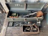 Toolbox with Wood Drill Bits, Saws, Chisels, Drill, and Misc.