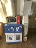 Shower Shelf, Fan and Blinds