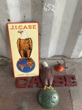 Case Tractor Metal Signs and a Bell